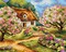 Needlepoint canvas for halfstitch without yarn Spring Road 2497H - Printed Tapestry Canvas